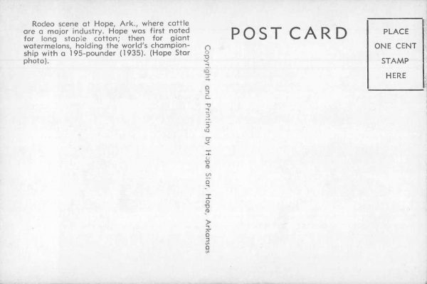 Hope Arkansas Rodeo Scenic Cowboys Vintage Postcard JH230734 - Image 2
