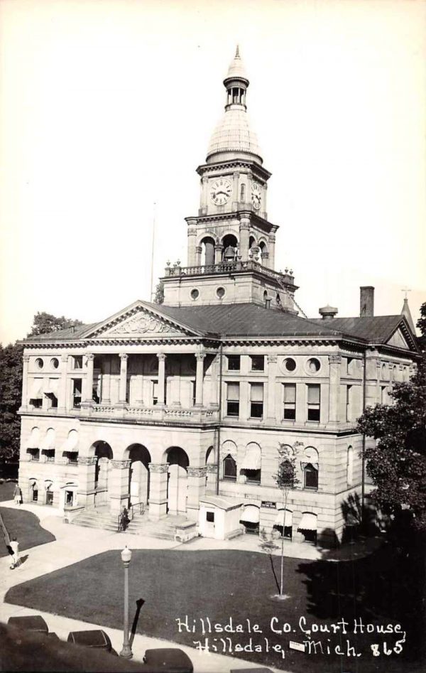 Hillsdale Michigan Court House Real Photo Vintage Postcard JH230775