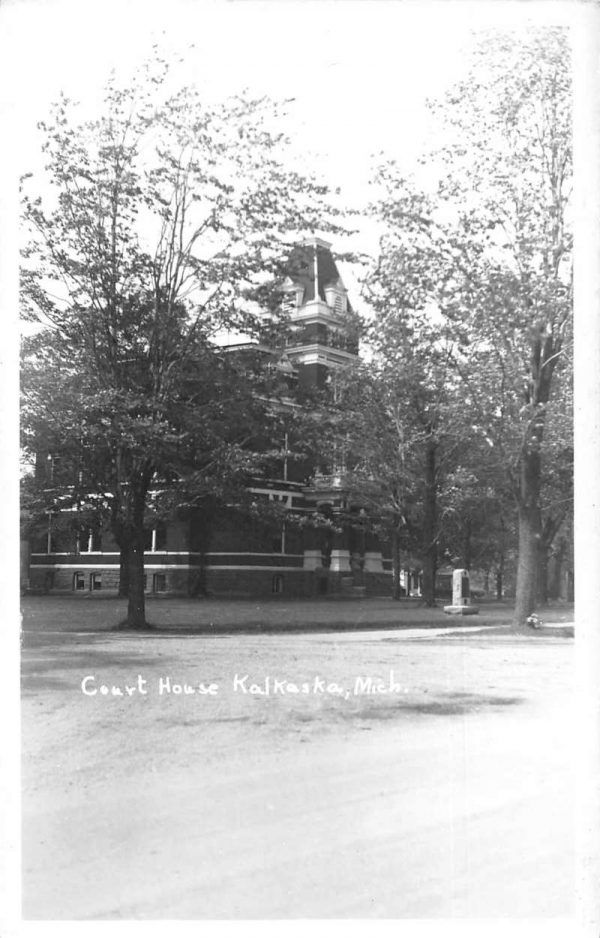 Kalkaska Michigan Court House Real Photo Vintage Postcard JH230777