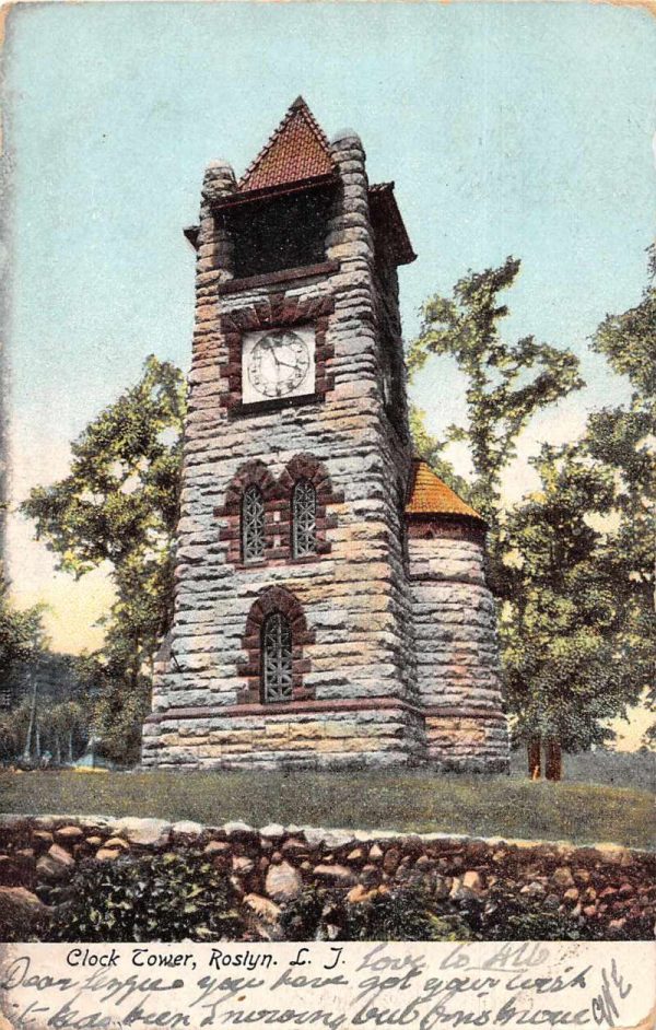 Roslyn Long Island New York Clock Tower Vintage Postcard JH230849