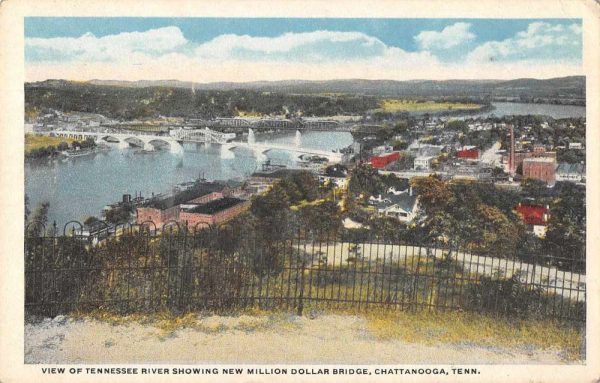 Chatanooga Tennessee Birds Eye View New Million Dollar Bridge Postcard JH231002