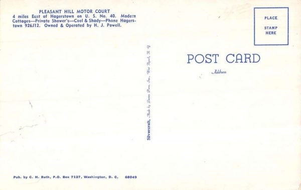 Hagerstown Maryland air view Pleasant Hill Motor Court antique pc ZC548999 - Image 2