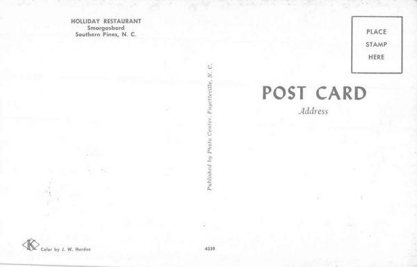 Southern Pines North Carolina interior Holliday Restaurant vintage pc ZC549026 - Image 2