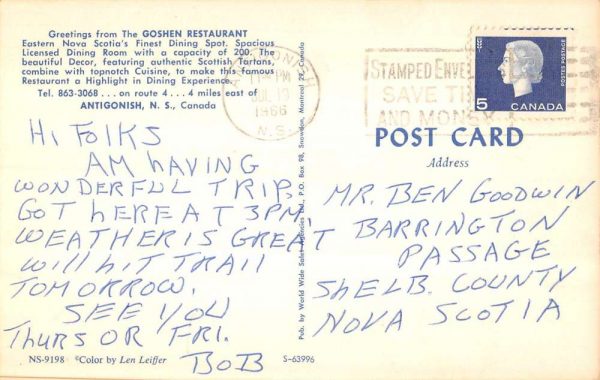 Antigonish N. S. Canada outside view Goshen Restaurant vintage pc ZC549029 - Image 2