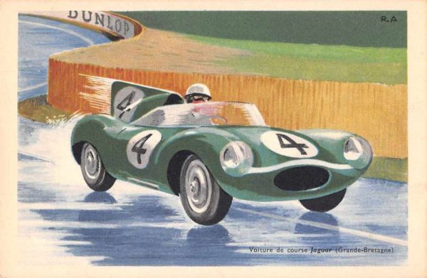 Jaguar Race Car Automobile Grande-Bretagne Dunlop Vintage Postcard JH231038