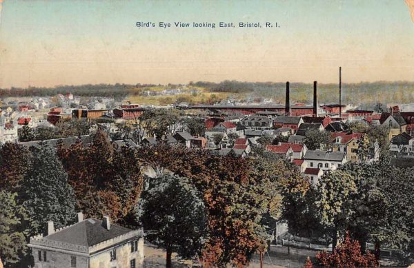 Bristol Rhode Island Birds Eye View Looking East Vintage Postcard JH231050