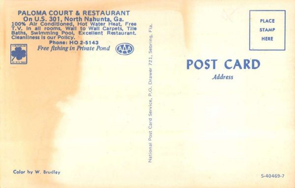 North Nahunta Georgia pool Paloma Court & Restaurant vintage pc ZC549063 - Image 2