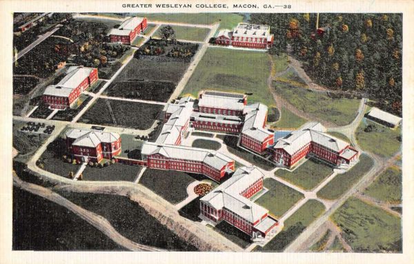 Macon Georgia aerial view Greater Wesleyan College antique pc ZC549114