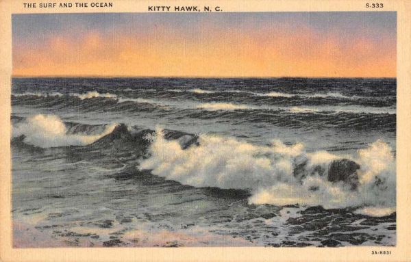 Kitty Hawk North Carolina scenic view surf and ocean linen antique pc ZC549121