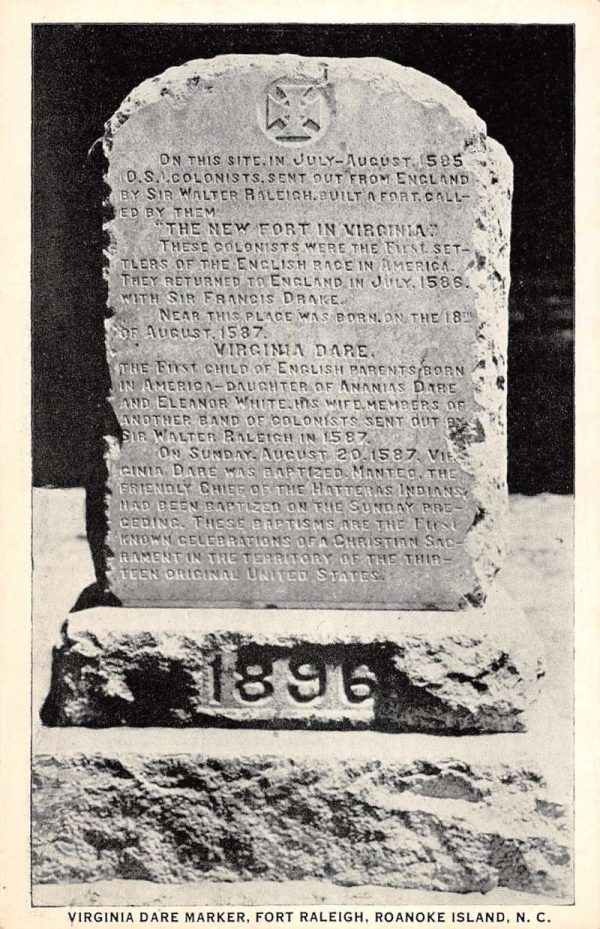 Roanoke Island North Carolina Virginia Dare marker Ft Raleigh pc ZC549122