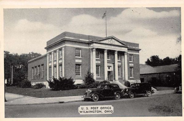Wilmington Ohio birds eye view U. S. Post Office antique pc ZC549126