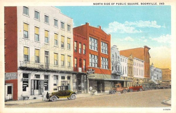 Boonville Indiana birds eye view north side Public Square antique pc ZC549226