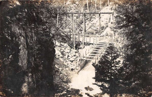 Chicopee Falls Massachsuetts view of bridge over stream real photo pc ZC549268
