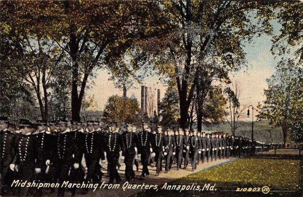 Annapolis Maryland midshipmen marching from quarters antique pc ZC549299