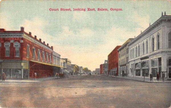 Salem Oregon birds eye view looking east down Court St antique pc ZC549303