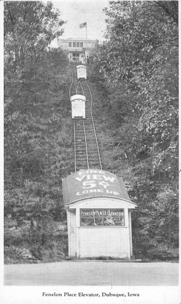 Dubuque Iowa birds eye view Fenelon Place Elevator antique pc ZC549315