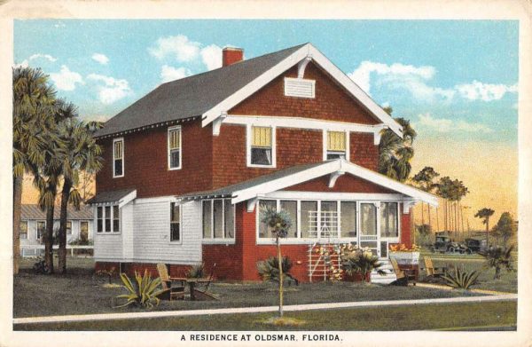 Oldsmar Florida birds eye view outside private residence antique pc ZC549317