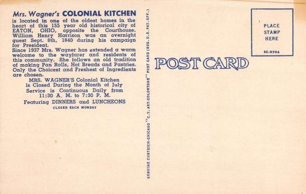 Eaton Ohio Mrs. Wagner's Colonial Kitchen linen antique pc ZC549318 - Image 2
