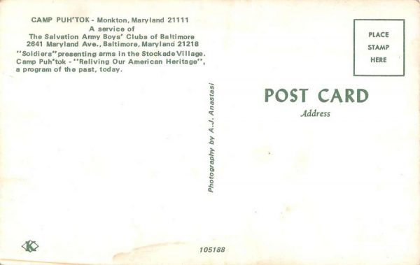 Monkton Maryland Camp Puh'Tok Salvation Army Boys Clubs vintage pc ZC549327 - Image 2