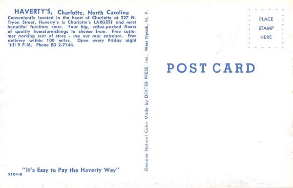 Charlotte North Carolina view of Haverty's furniture store vintage pc ZC549359 - Image 2