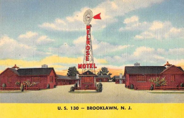 Brooklwan New Jersey Melrose Motel Windmill Vintage Postcard JI657231