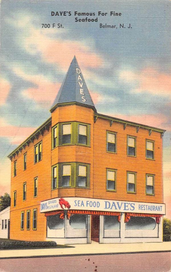 Belmar New Jersey Dave's Seafood Restaurant Vintage Postcard JI657233