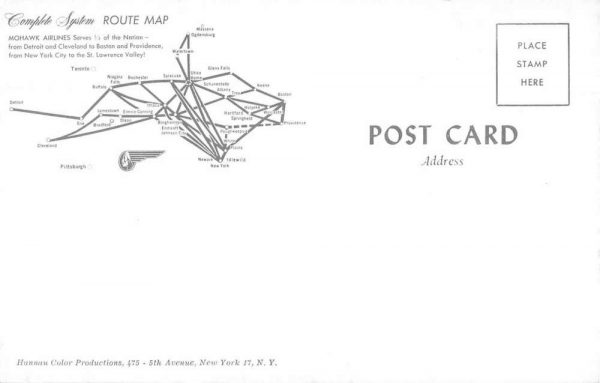 Mohawk Airlines Airplane Flight Routes Map Vintage Postcard JI657239 - Image 2