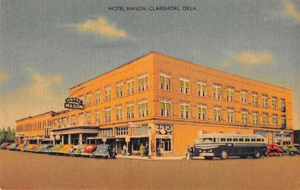 Claremore Oklahoma Hotel Mason Linen Vintage Postcard JI657316