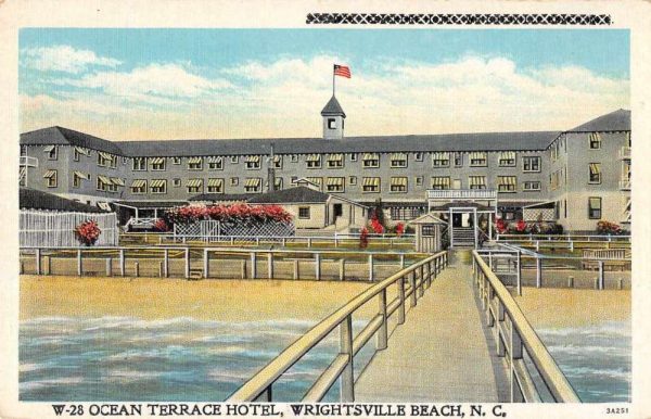 Wrightsville Beach North Carolina Ocean Terrace Hotel Vintage Postcard JI657318