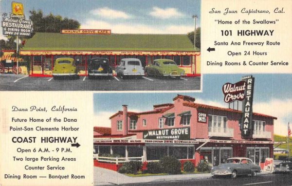 San Juan Capistrano California Walnut Grove Restaurant Postcard JI657389
