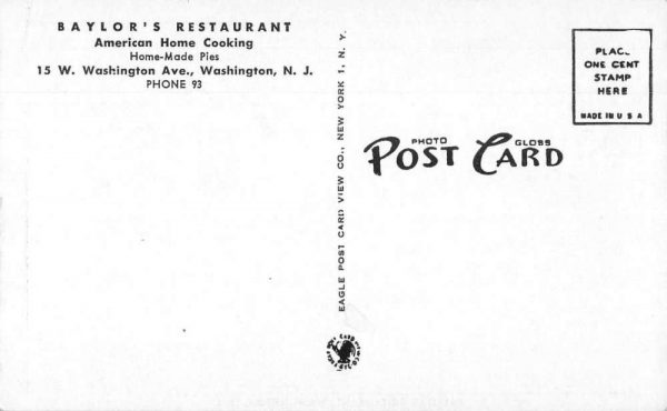 Washington New Jersey Baylor's Restaurant Exterior Vintage Postcard JI657395 - Image 2