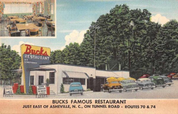 Asheville North Carolina Bucks Famous Restaurant Vintage Postcard JI657430