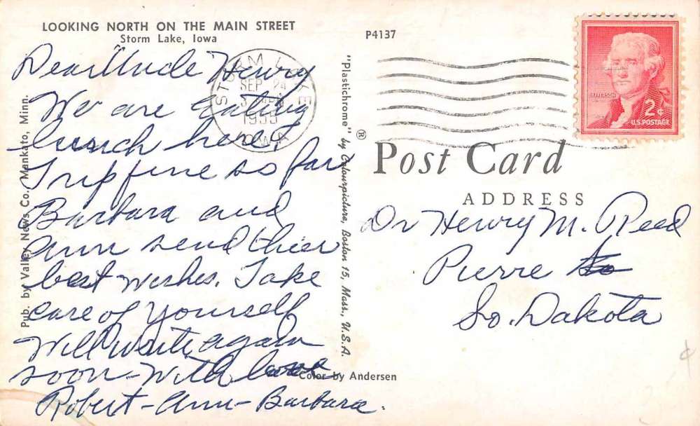 Storm Lake Iowa Main Street Looking North Vintage Postcard JI657439 - Image 2