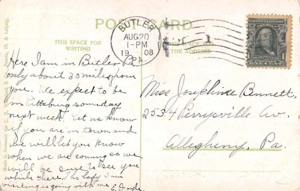 Bulter Pennsylvania Birds Eye View Vintage Postcard JI657454 - Image 2