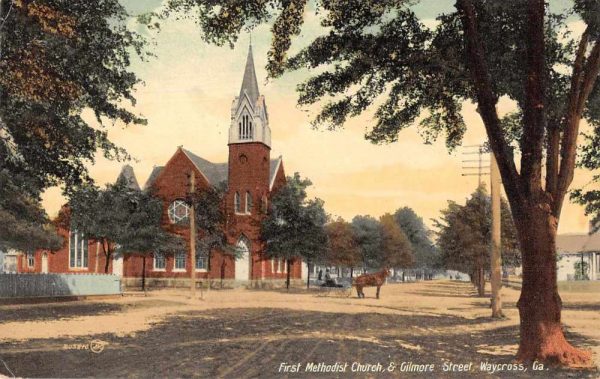Waycross Georgia First Methodist Church Gilmore Street Vintage Postcard JI657456