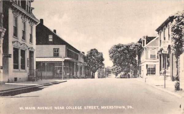 Myerstown Pennsylvania West Main Avenue College Street Vintage Postcard JI657466