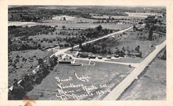 Vassalborro Maine Sunset Lodge Aerial View Vintage Postcard JI657535