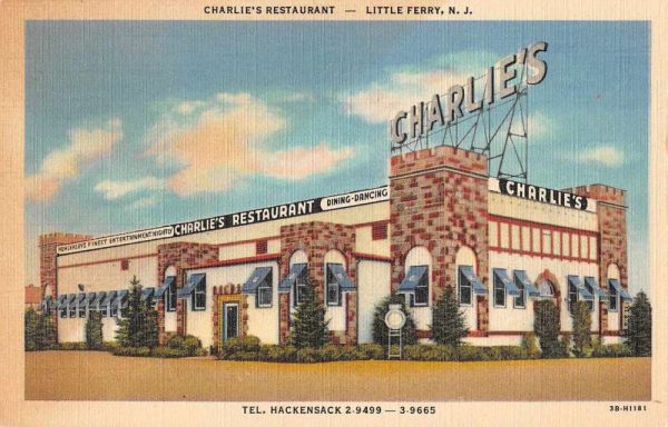 Little Ferry New Jersey Charlie's Restaurant Vintage Postcard JI657547
