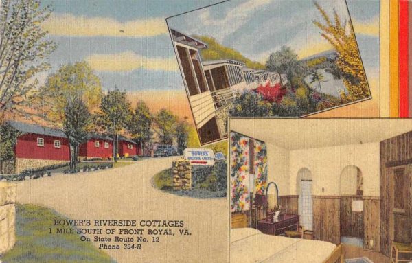 Front Royal Virginia Bower's Riverside Cottages Vintage Postcard JI657555