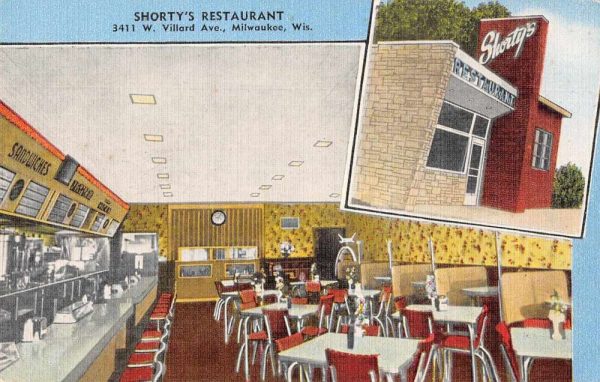 Milwaukee Wisconsin Shorty's Restaurant Vintage Postcard JI657581