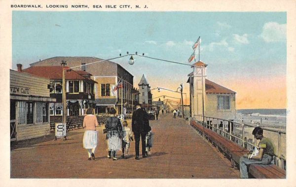 Sea Isle City New Jersey Boardwalk Looking North Vintage Postcard JI657584
