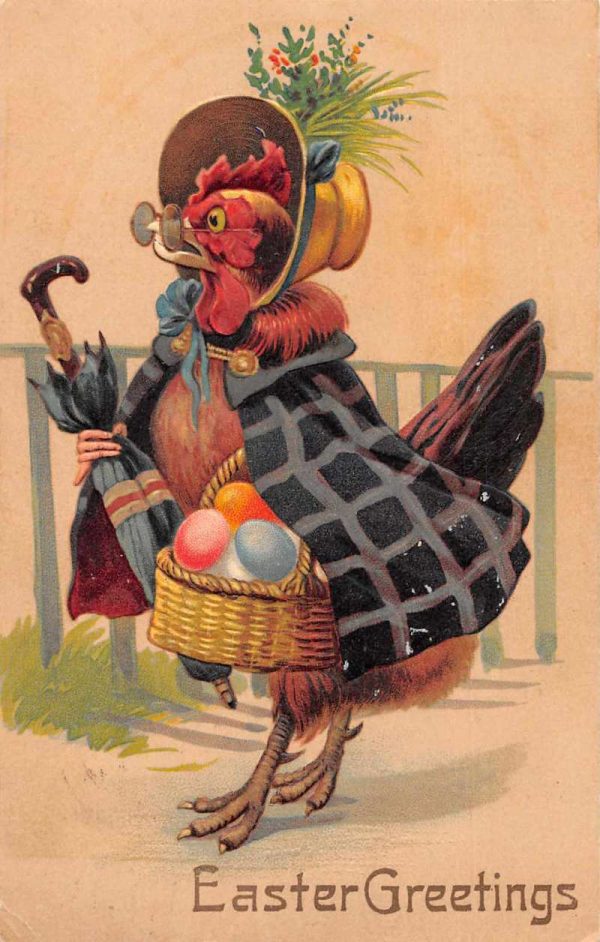 Easter Greetings Dressed Chick in Bonnet PFB Vintage Postcard JI657587