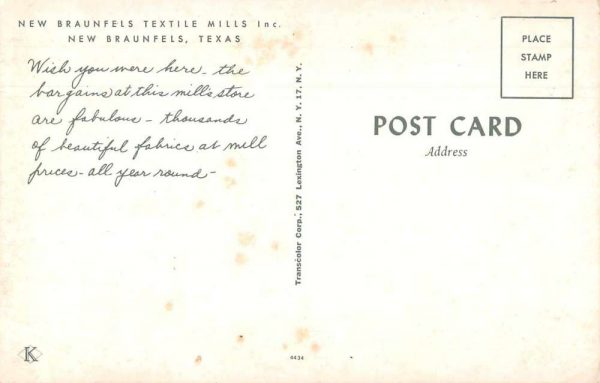 New Braunfels Texas Textile Mills Interior Vintage Postcard JI657632 - Image 2
