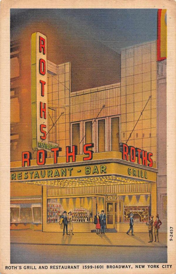 New York City Roth's Grill and Restaurant Times Square Vintage Postcard JI657738