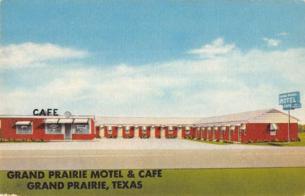 Grand Prairie Texas view of Grand Prairie Motel & Cafe antique pc ZD549999