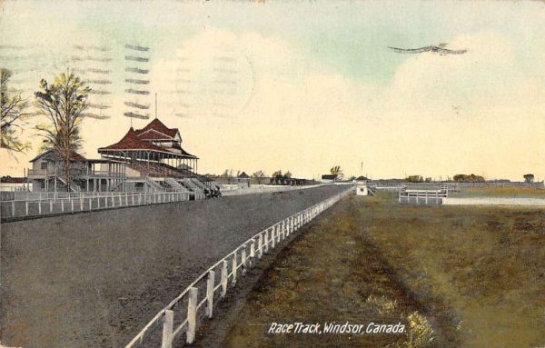 Windsor Ontario Canada birds eye view race track antique pc ZD686014