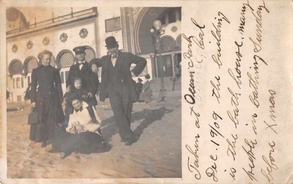 Ocean Park California People in Front of Bath House Real Photo PC JI657847