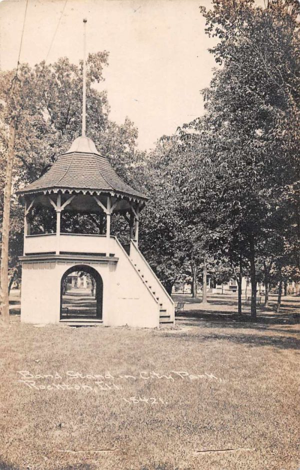 Rockton Illinois Band Stand in City Park Real Photo Vintage Postcard JI657889