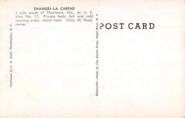 Thurmont Maryland Shangri-La Cabins Vintage Postcard JI657927 - Image 2