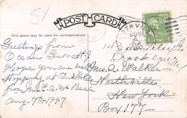 Ocean Grove New Jersey Grand Atlantic Hotel Vintage Postcard JI657986 - Image 2